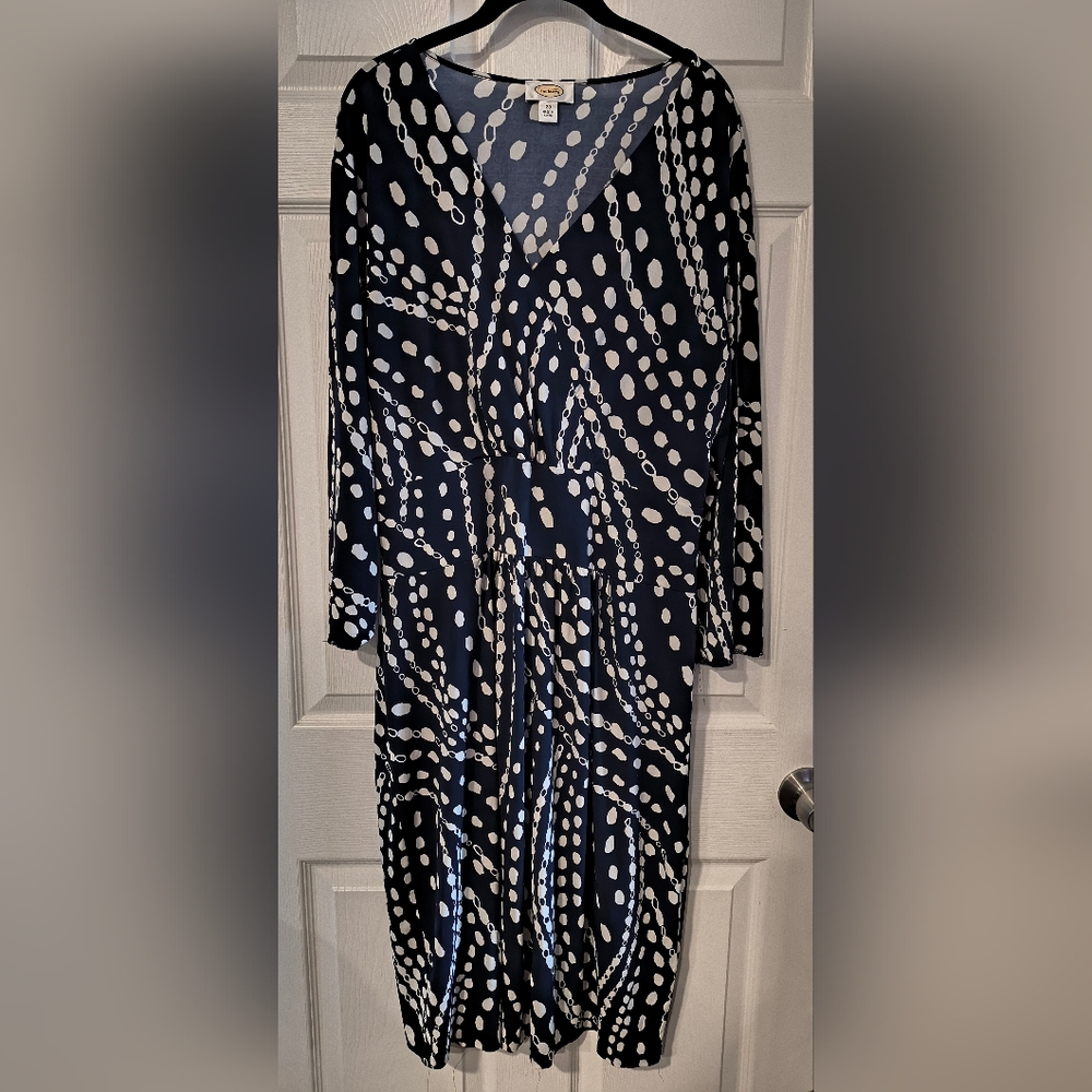 Talbots Plus Sz 20 Navy Blue and White Dress